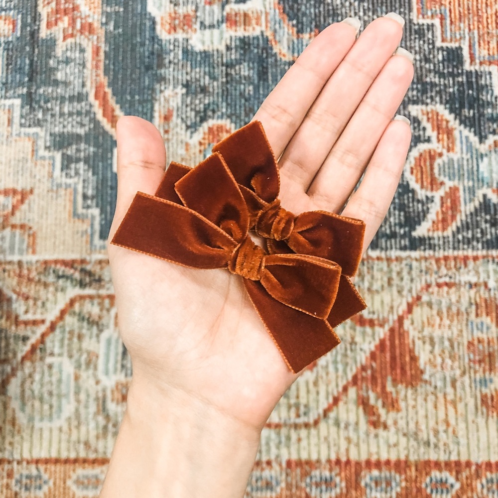 Rust Velvet Piggie Set Bows